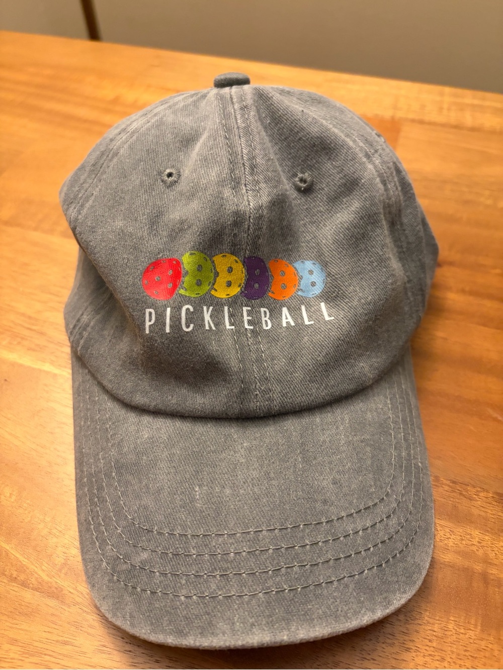 Pickleball Gray Baseball Cap with Colorful Balls